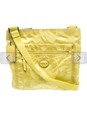 Coach Yellow Signature Crossbody Satchel Nylon Messenger Bag